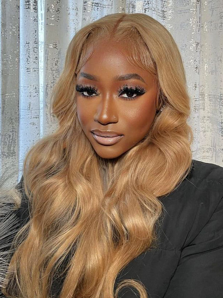 Middle Parting Honey Blonde Body Wave Lace Wig