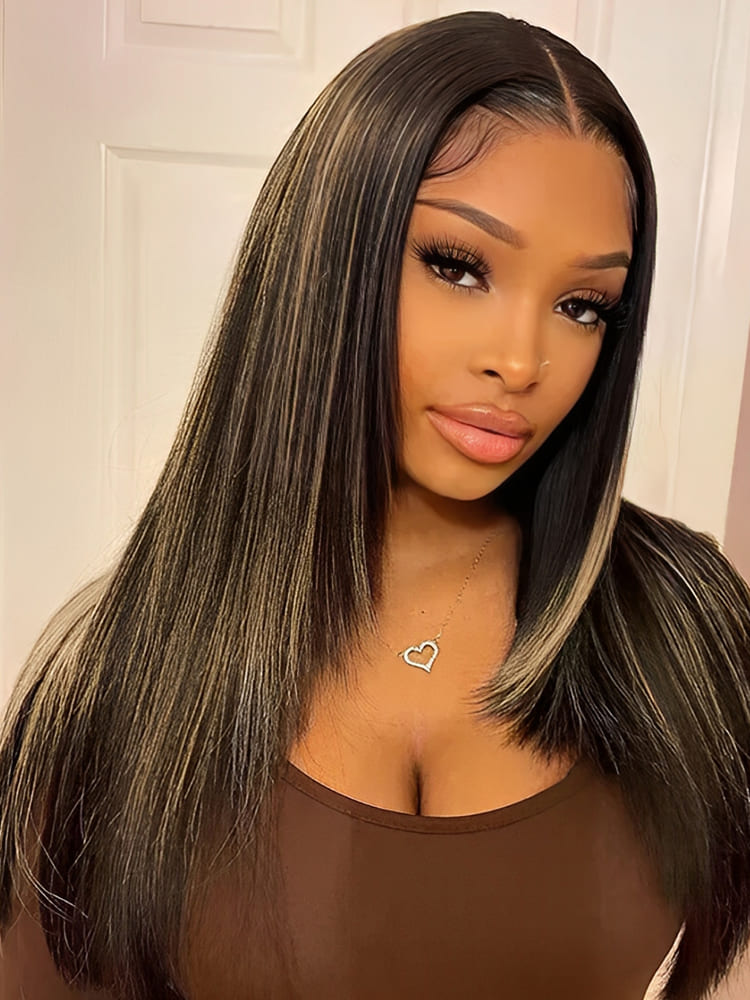 Straight Hlighlight Layer Cut 6x8 Lace Closure Wig