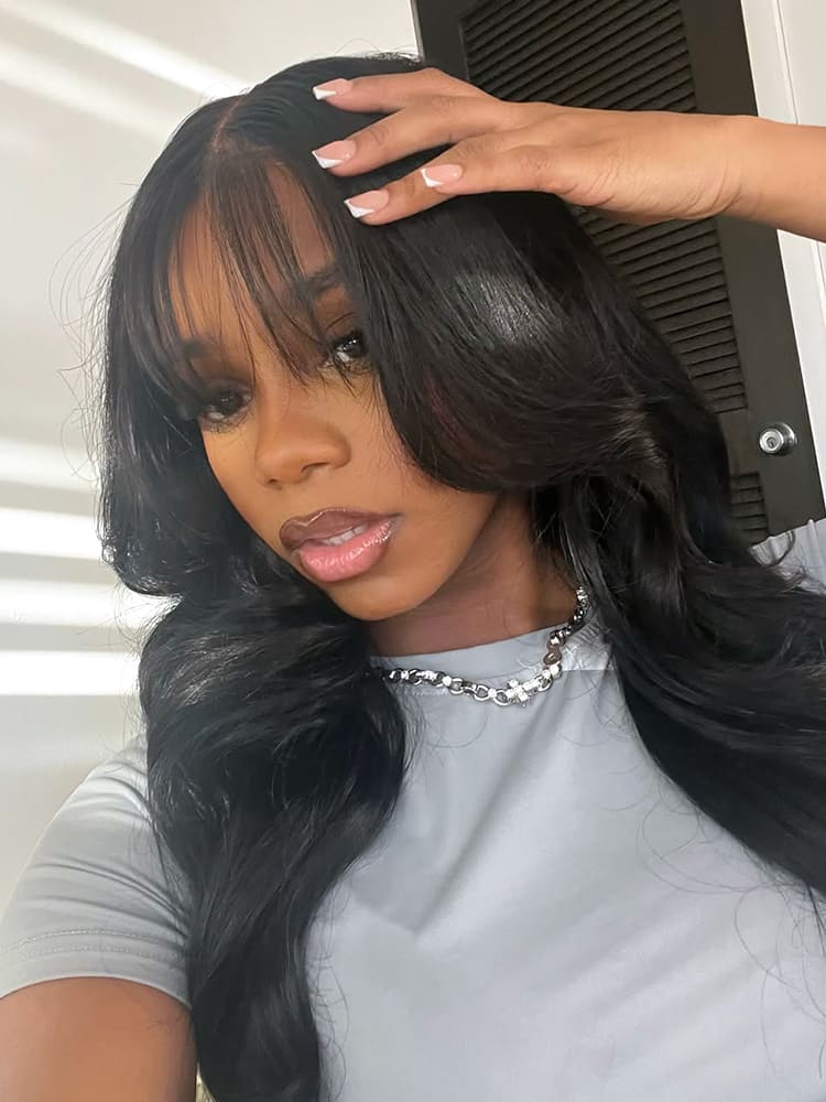 Curtain Bangs Body Wave Hair Wig