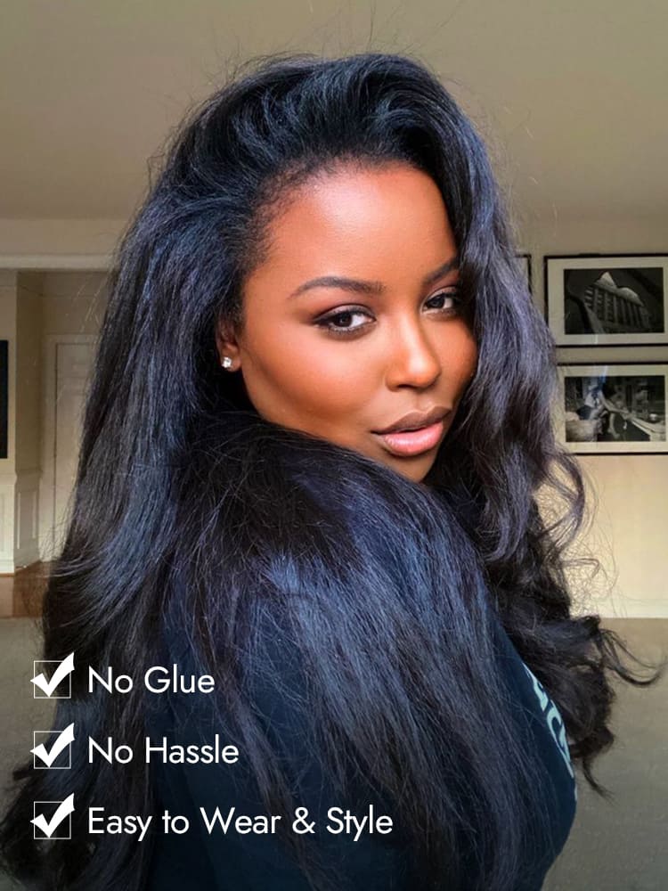Kinky Straight Glueless Half Wig