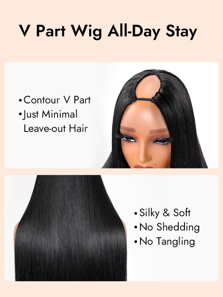 V Part Wig No Leave Out