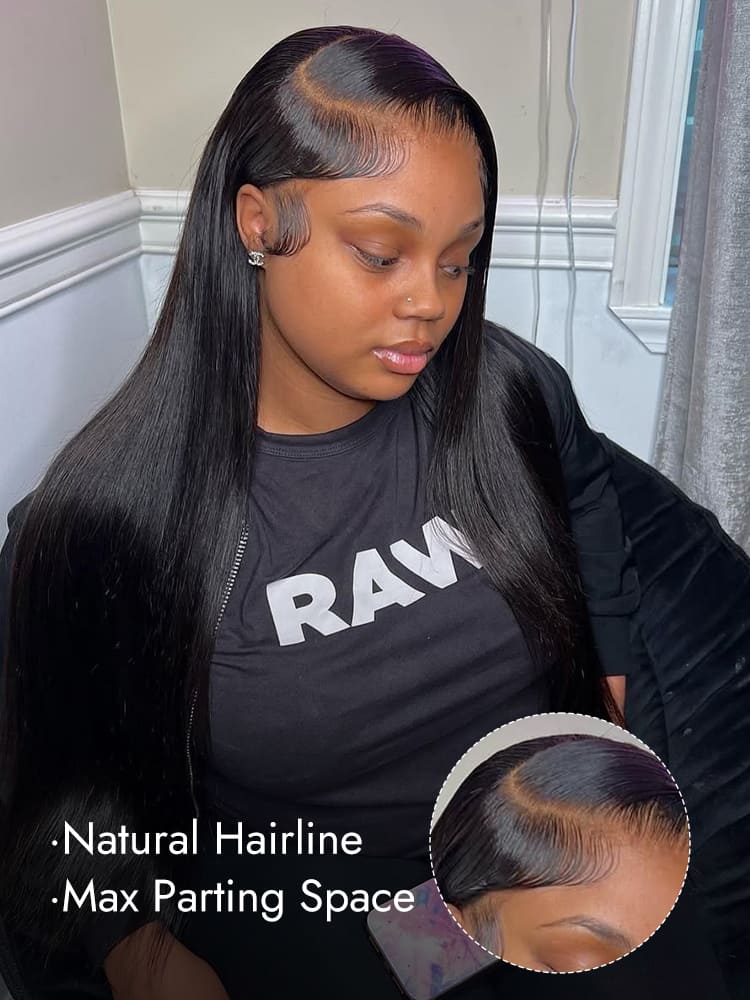 Sleek Straight HD Lace Wigs With C Parting