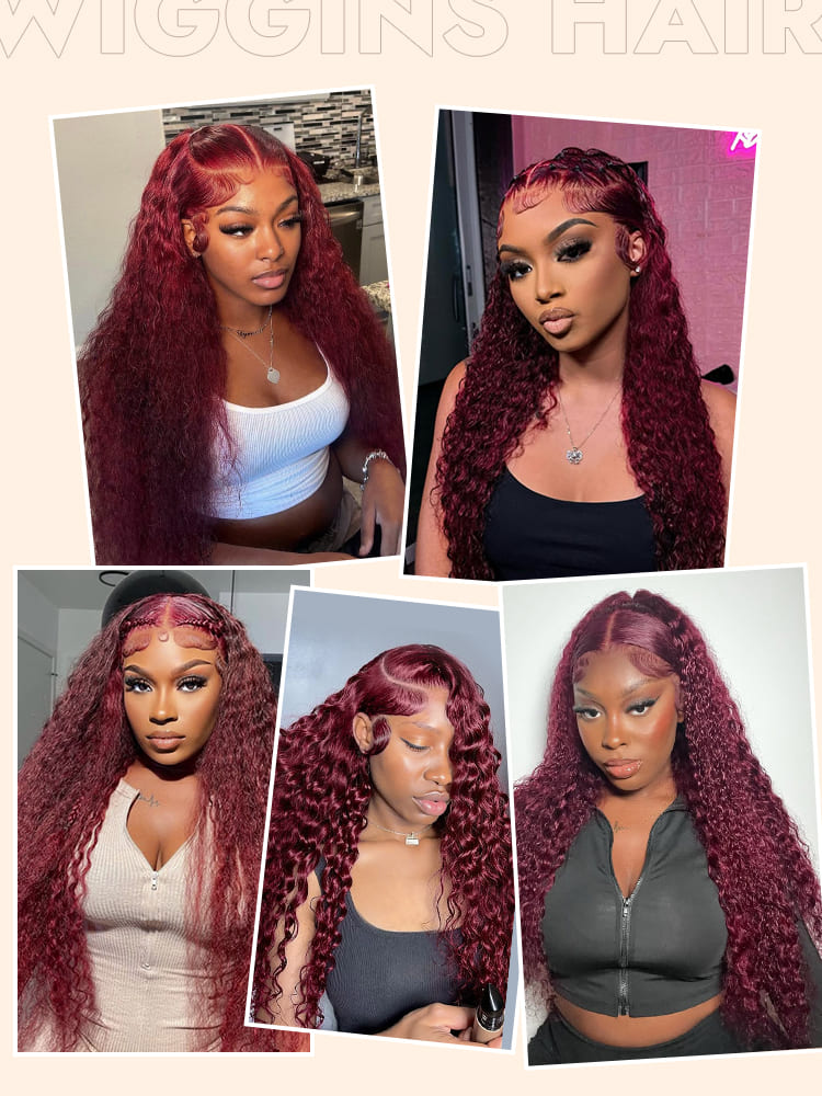 Cherry Cola Red Deep Wave Wigs