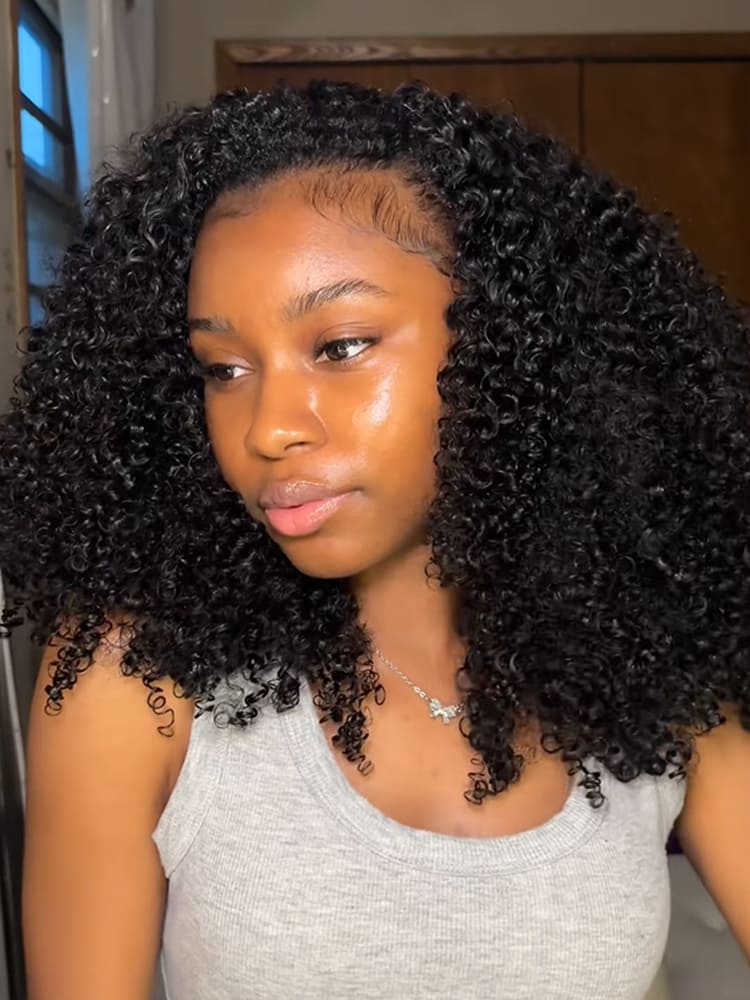 Clip In Afro Curly Half Wig
