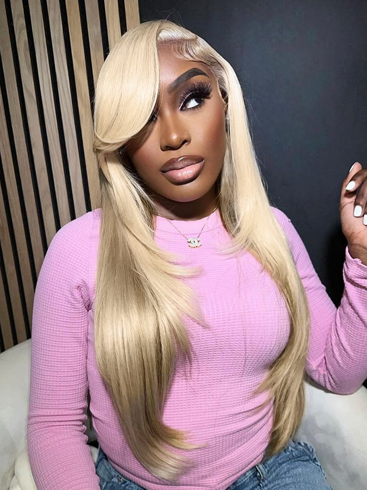 Blonde Layered Cut Straight Human Hair Wig