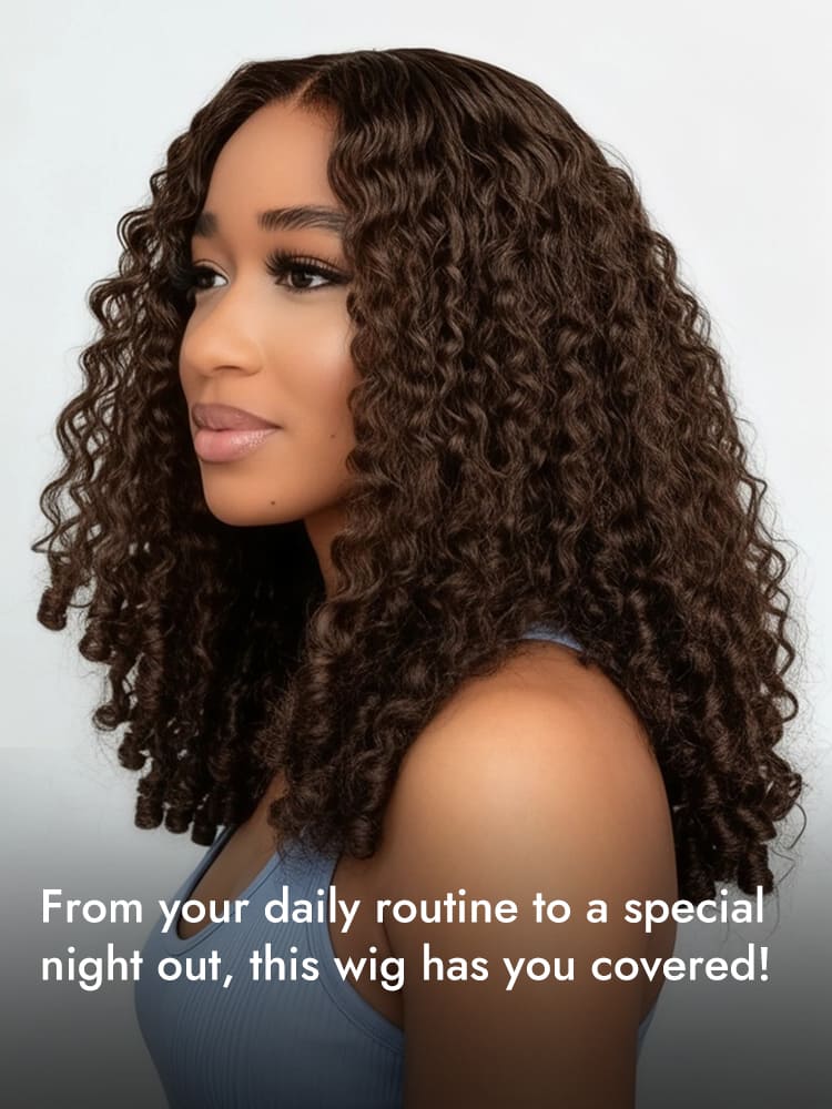 Brown Burmese Curly Human Hair Wig