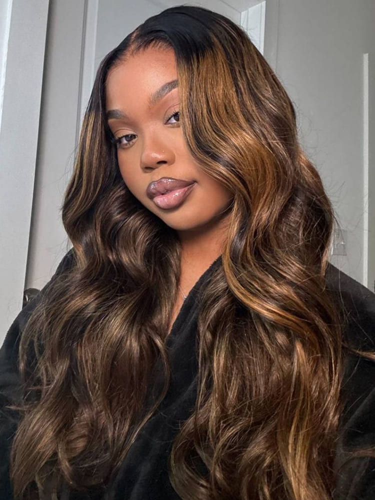 Balayage Brown Highlight Human Hair