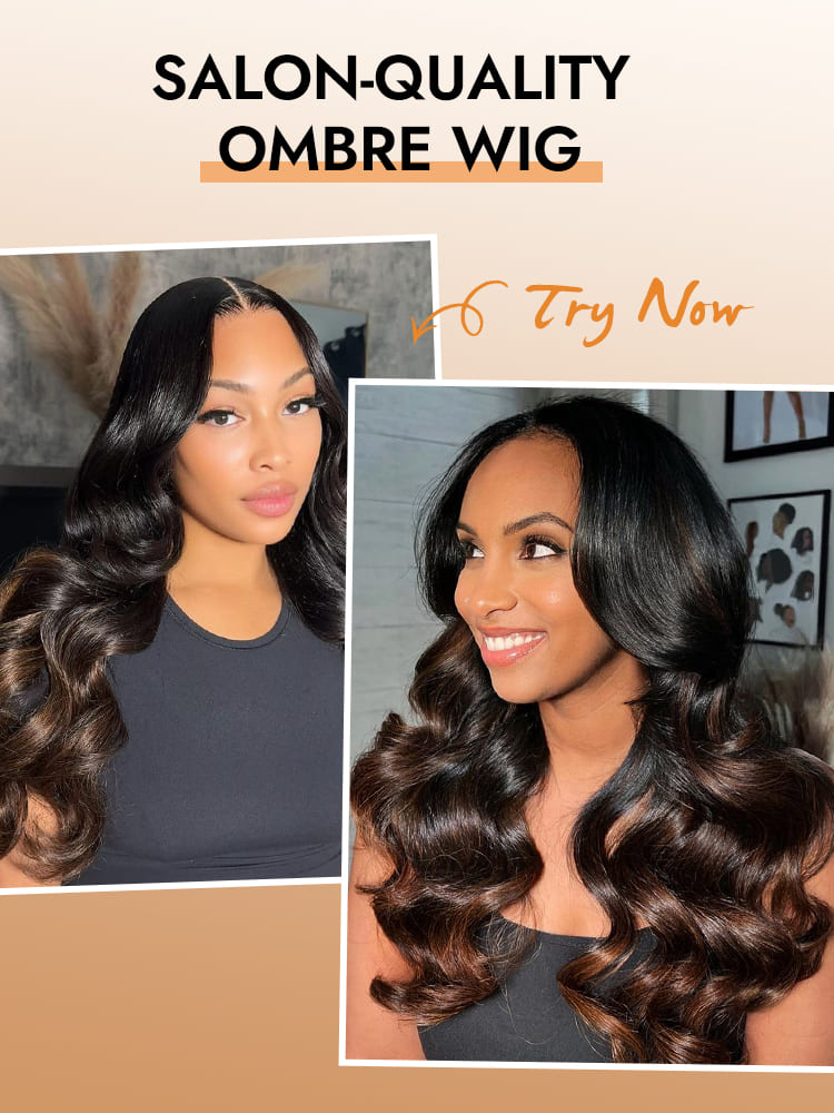 Chestnut Brown Ombre Loose Wave Human Hair Wigs