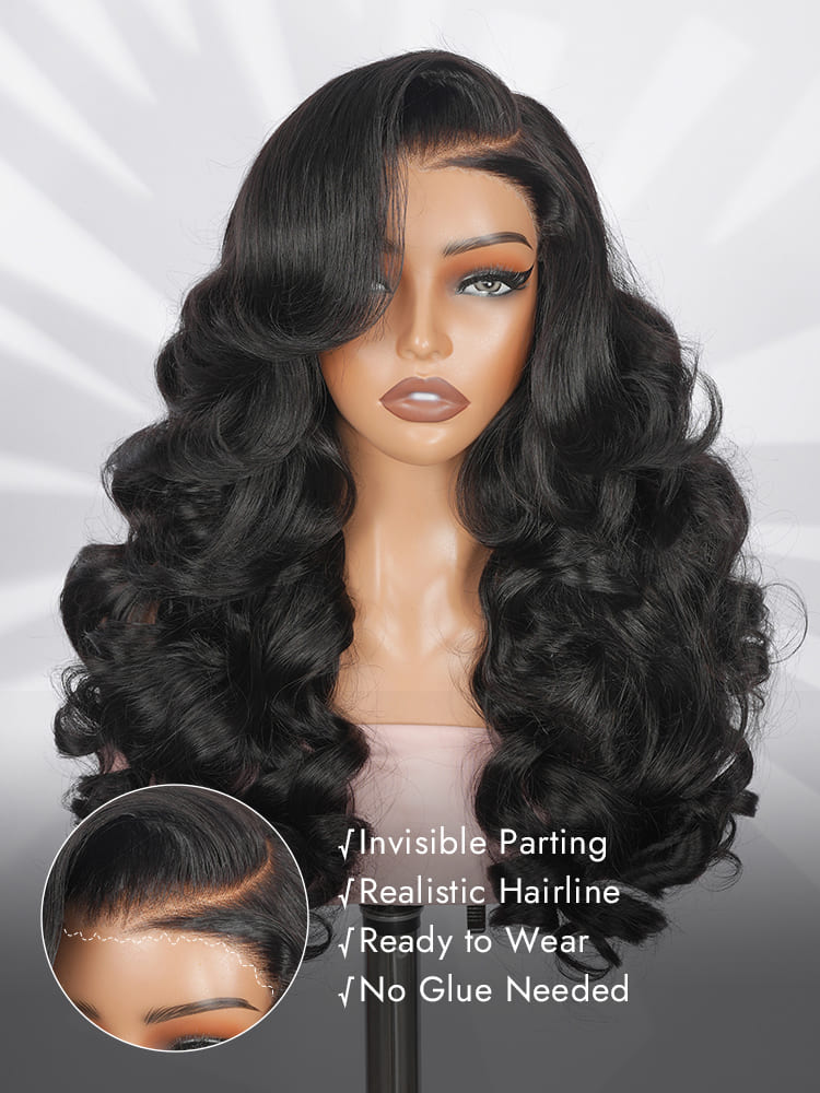 C Part Layered Cut Loose Wavy Wig
