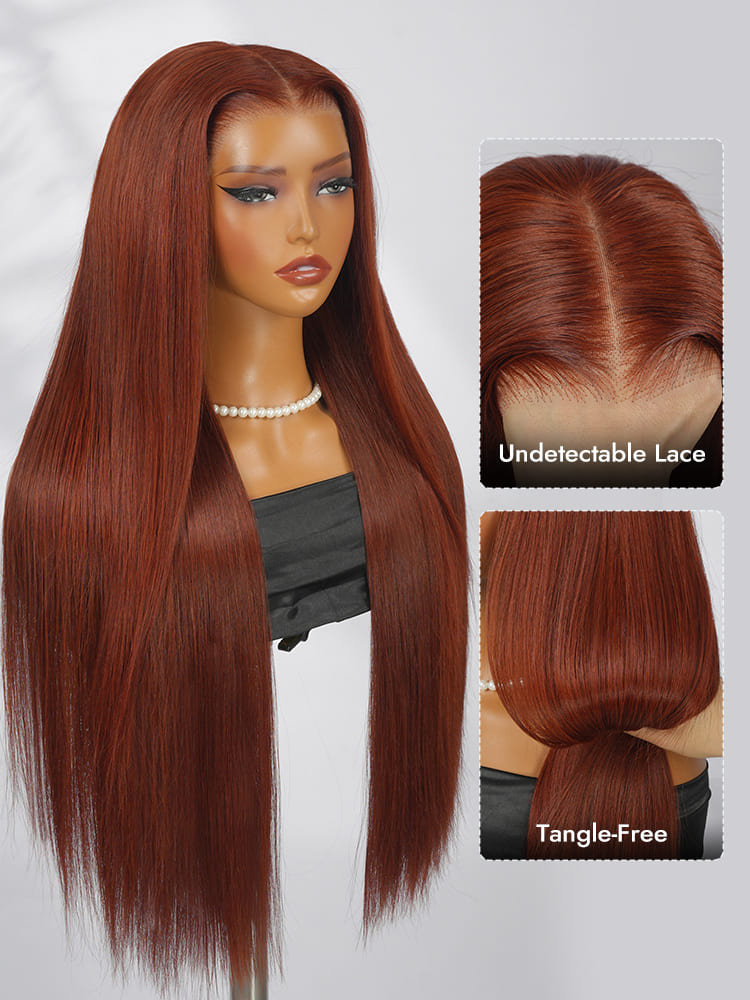 Orange Brown Straight Hair Wig