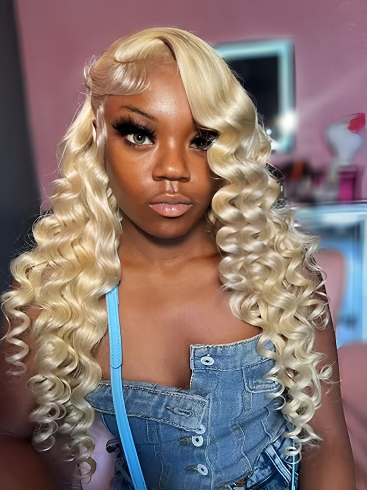 Blonde Wand Curl Lace Closure Wig