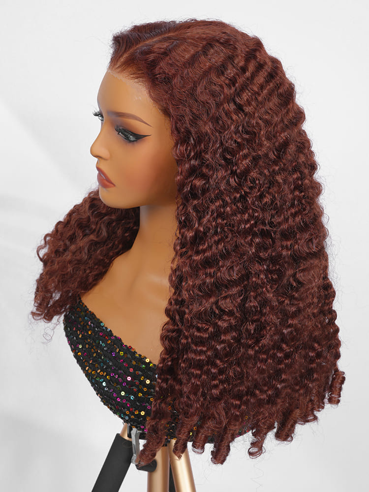 Reddish Brown Burmese Curly Wig