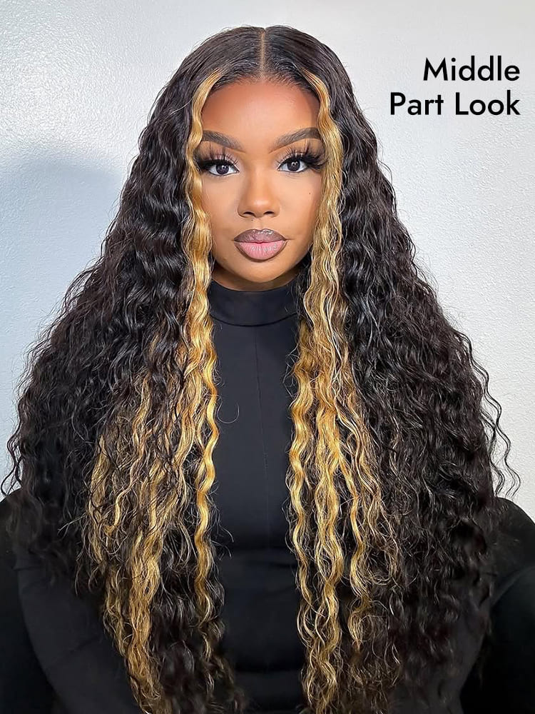 Blonde Skunk Stripe Wig With Middle Part