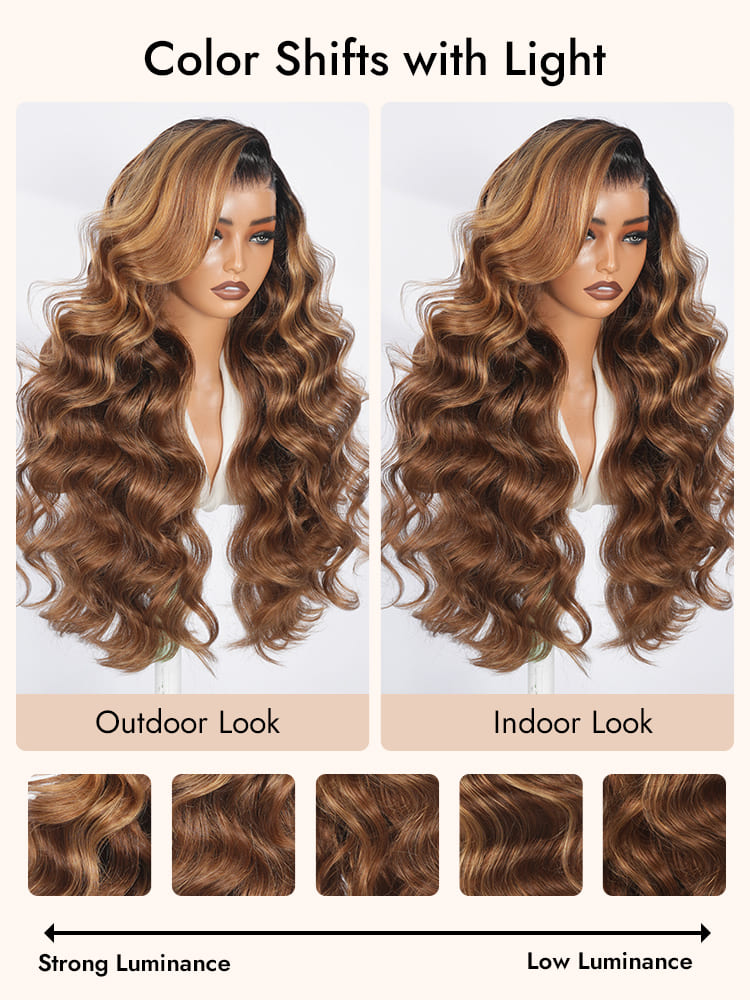 Ombre Brown Highlights Colored Wig