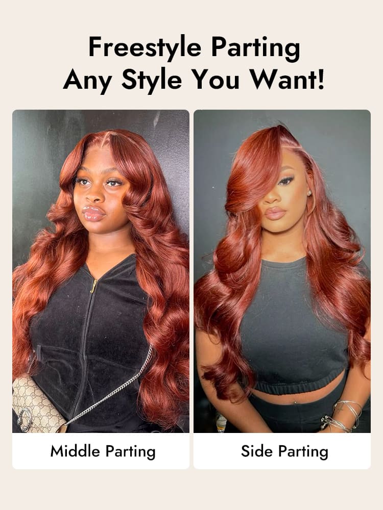 Copper Orange Lace Wig With Free Parting