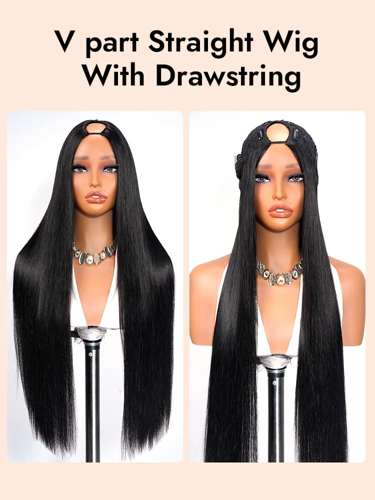V Part Wig With Drawstring