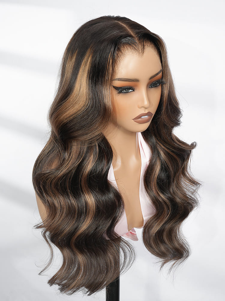 Ombre Highlight Body Wave Wig With M Hairline
