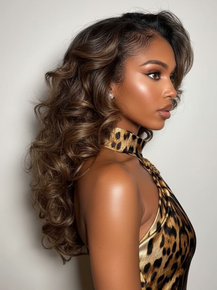 Balayage Brown Highlight 5x7 Lace Wig