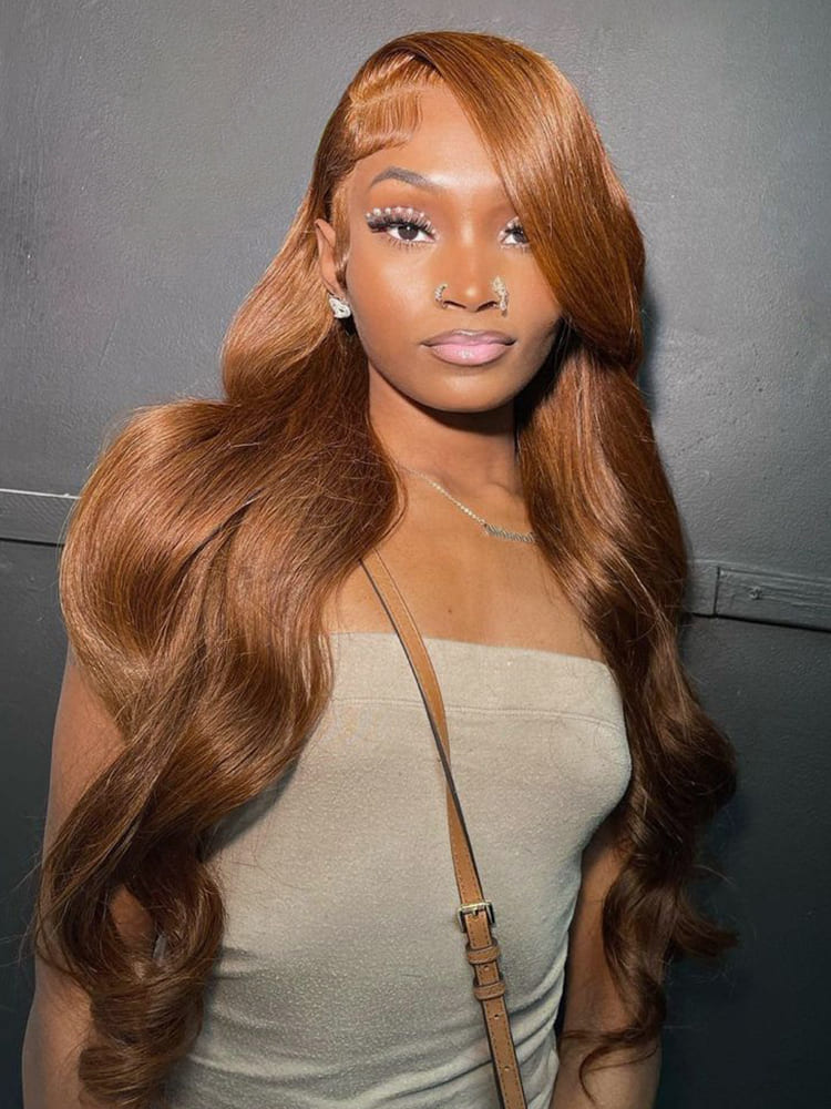 Chestnut Brown Body Wave Wigs With Baby Hair