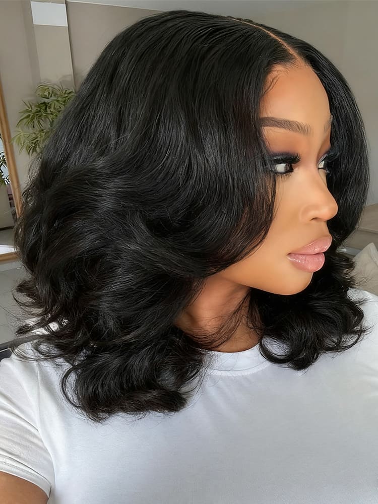 Layered Cut Bouncy Wave Human Hair Wig