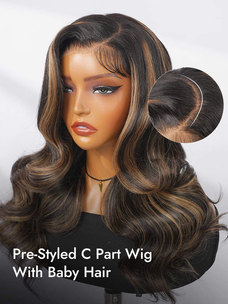 Ash Blonde Highlight Layered Wavy Wig