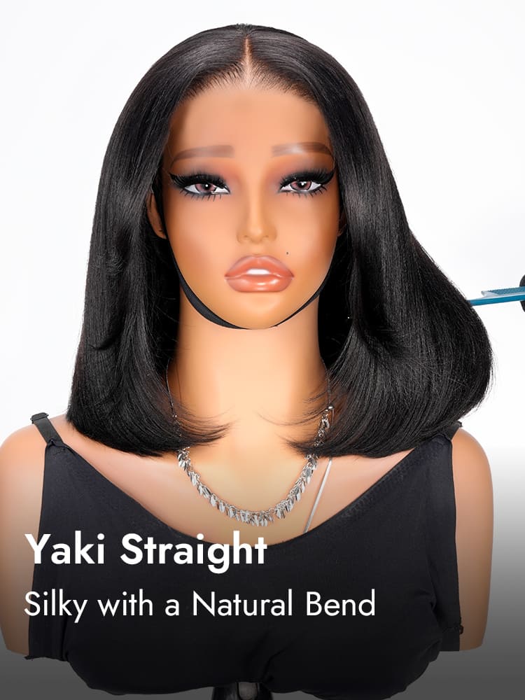 Light Yaki Straight Bob Glueless Lace Wig