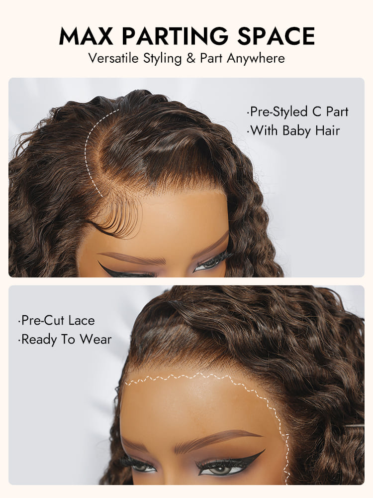 C Part Deep Wave Wig With Baby Hair