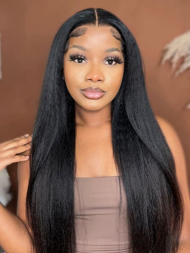 Kinky Straight V Part Wigs With Babyhair
