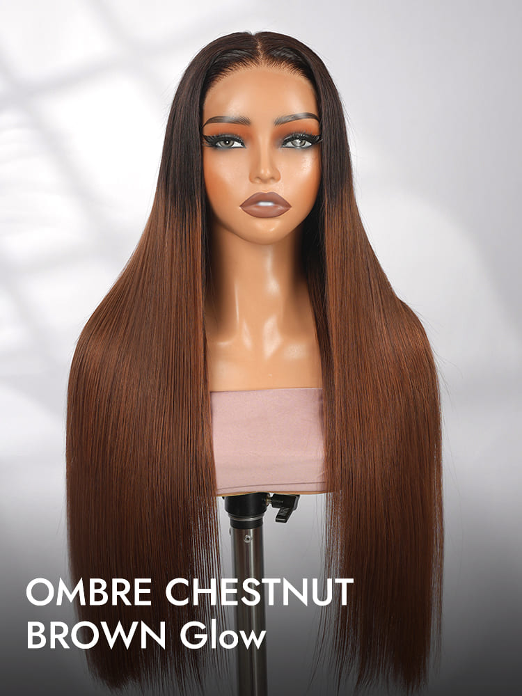 Ombre Chestnut Brown Straight Lace Wigs