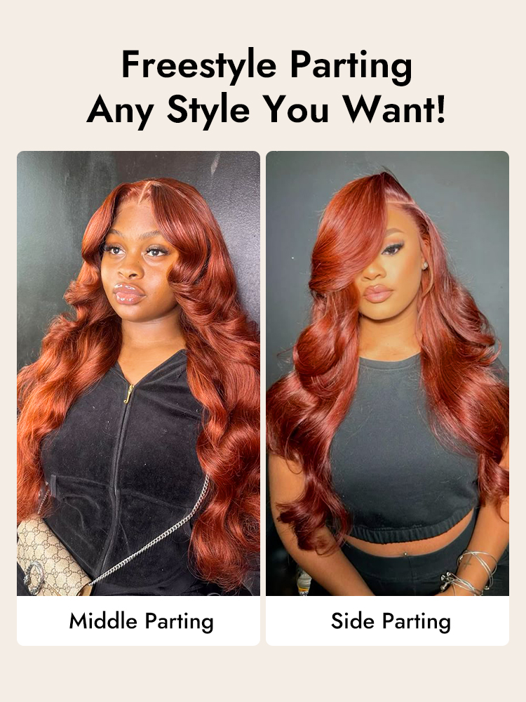 Copper Orange Lace Wig With Free Parting