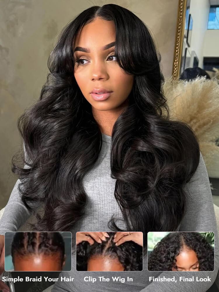 Body Wave Human Hair V Part Wig