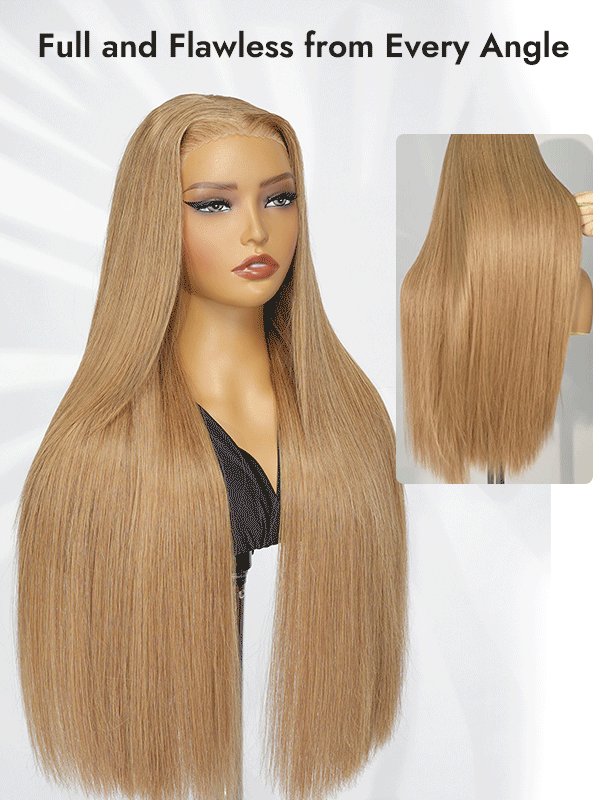 Rcih Caramel Blend Sleek Straight Full Wig