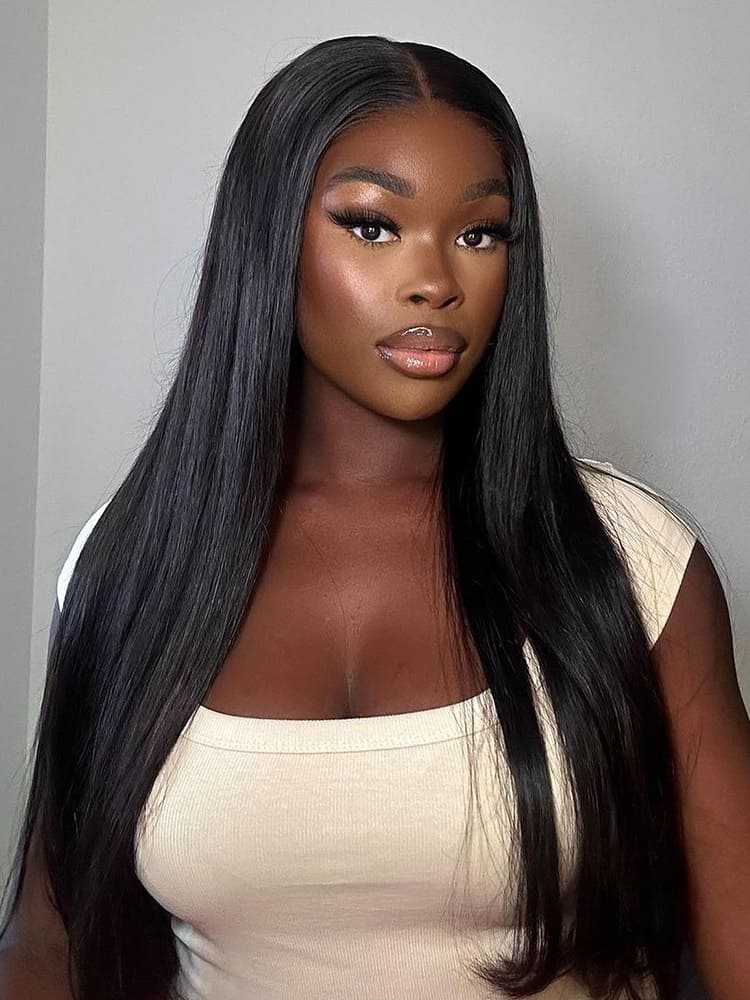 Straight V Part Human Hair Wig