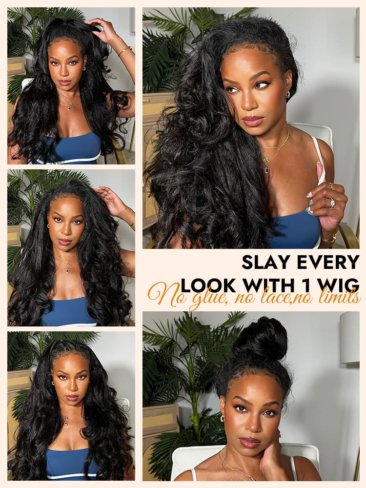 Versatile Kinky Straight Half Wigs