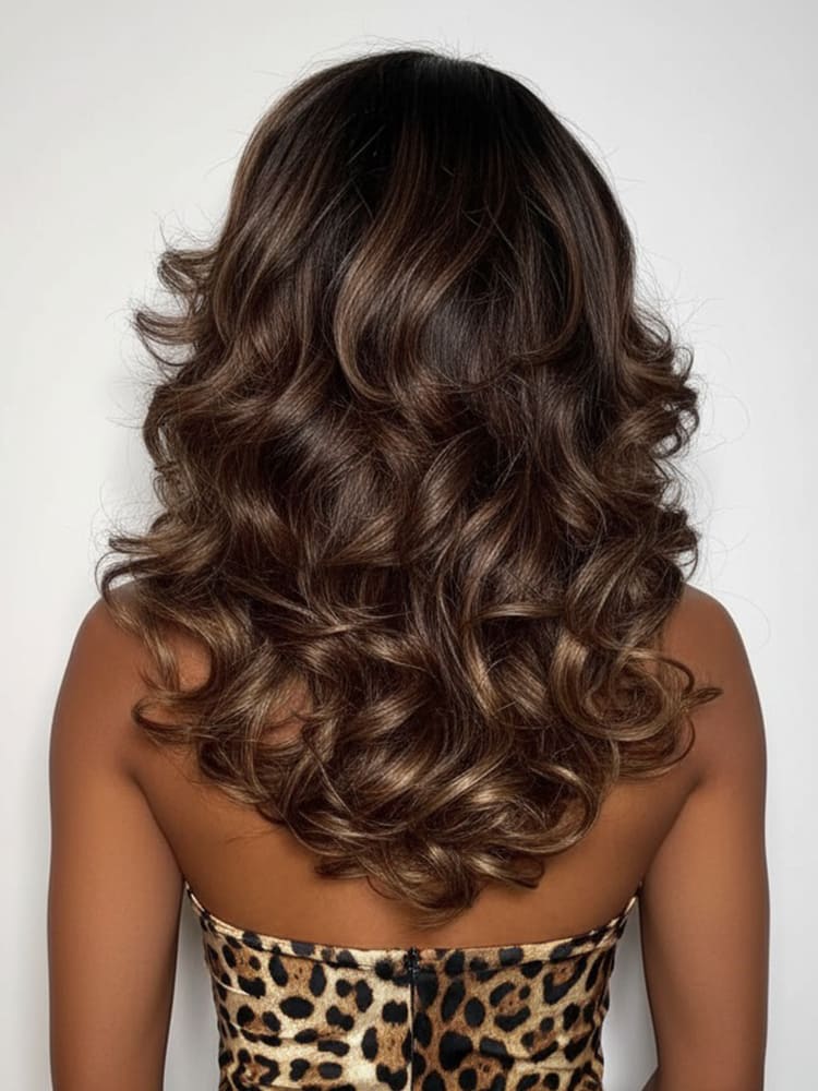 Balayage Brown Bouncy Wave Wigs