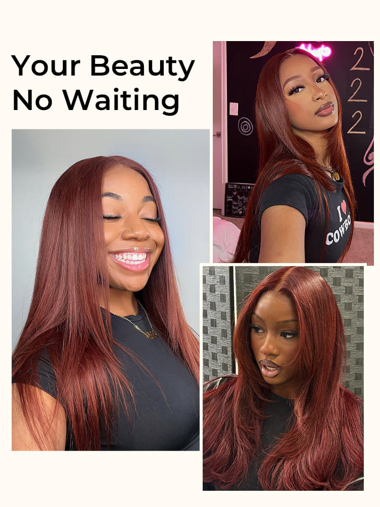 Reddish Brown Layer Cut Straight Hair Wigs