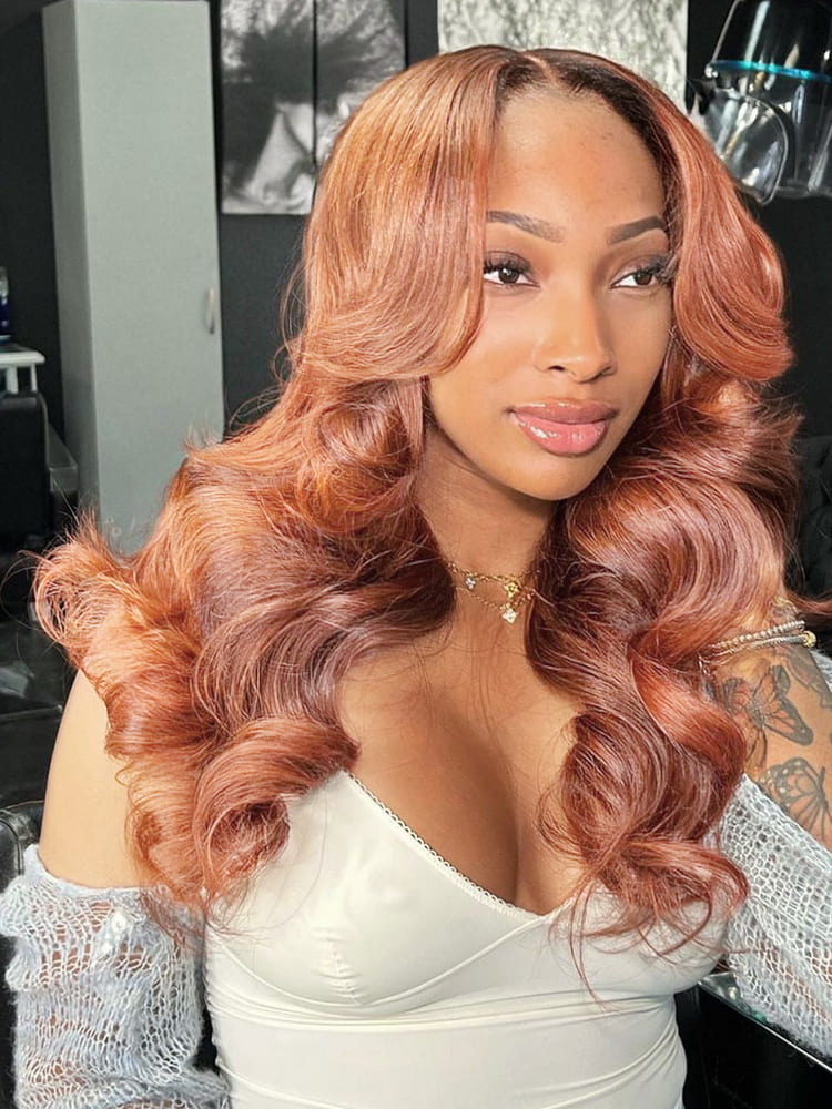 Layered Ombre Ginger Human Hair Wig 