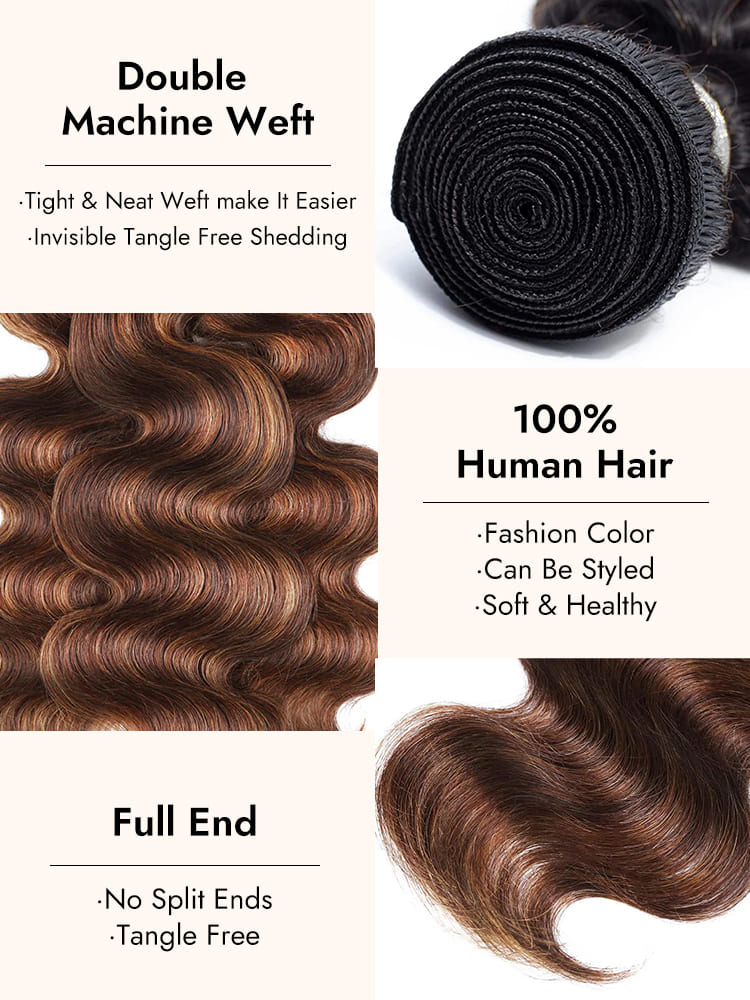 Balayage Brown Highlight Hair Extensions