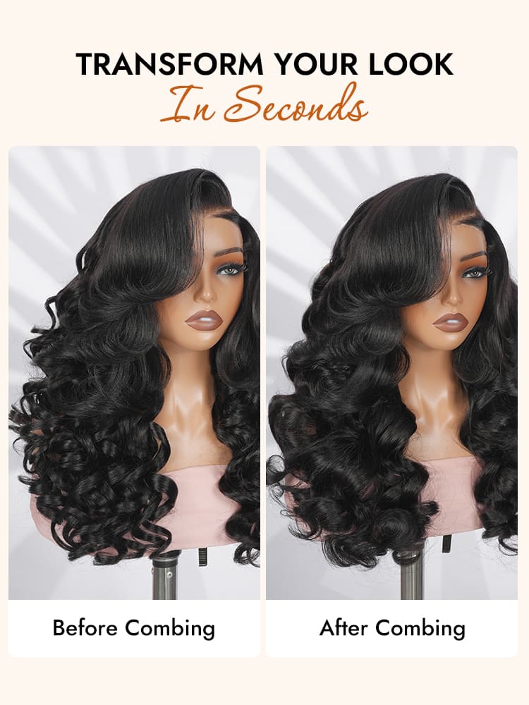 C Part Layered Cut Loose Wavy 6x8 Lace Closure Wigs