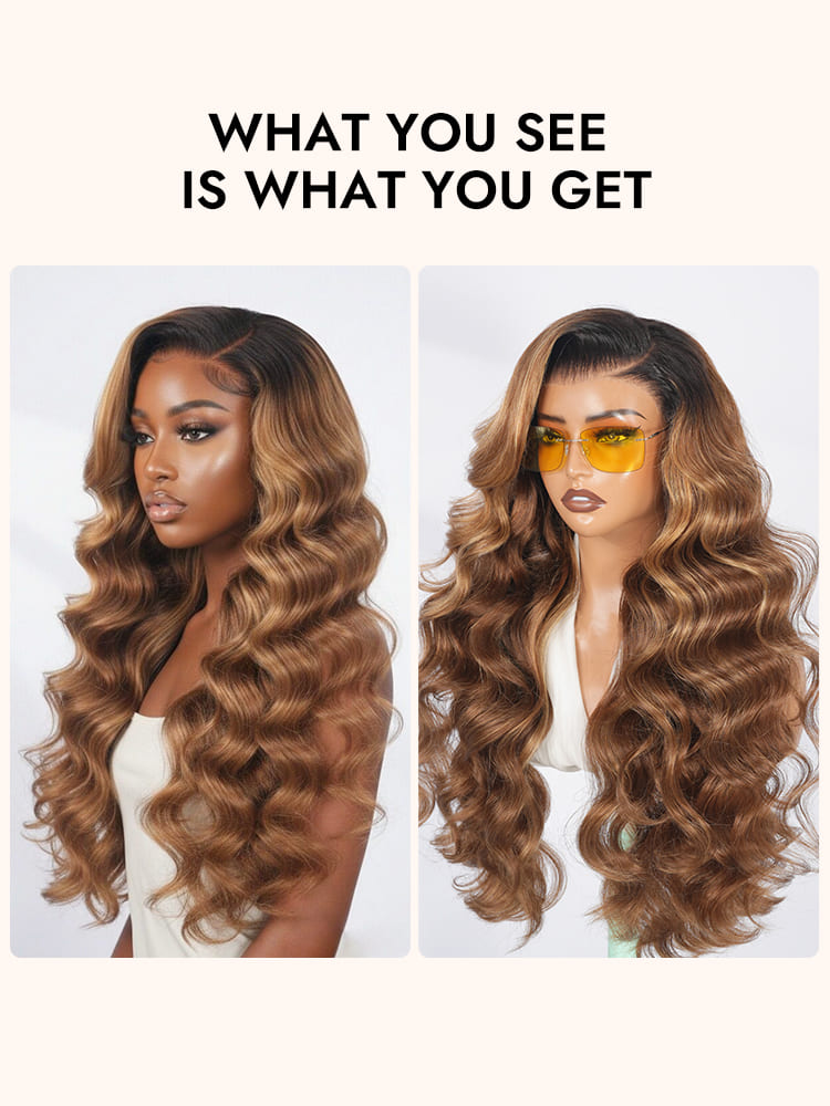 Ombre Brown Highlights Body Wave Wigs