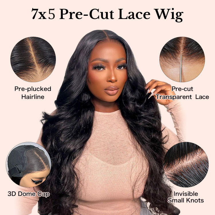 7x5 pre-cut lace wig