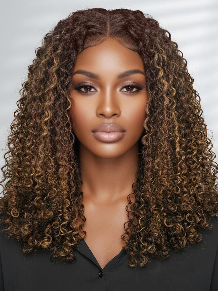 4/27 Highlight Burmese Curly Wigs With Spiral Ends