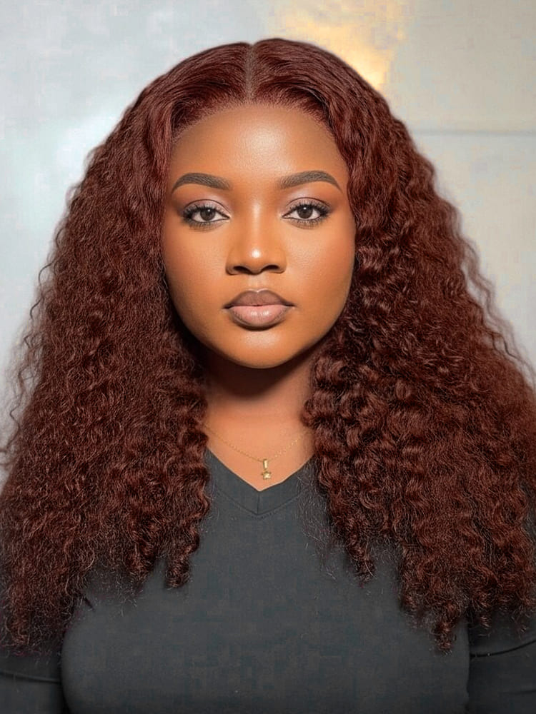 Reddish Brown Bouncy Curly Drawstring Wig