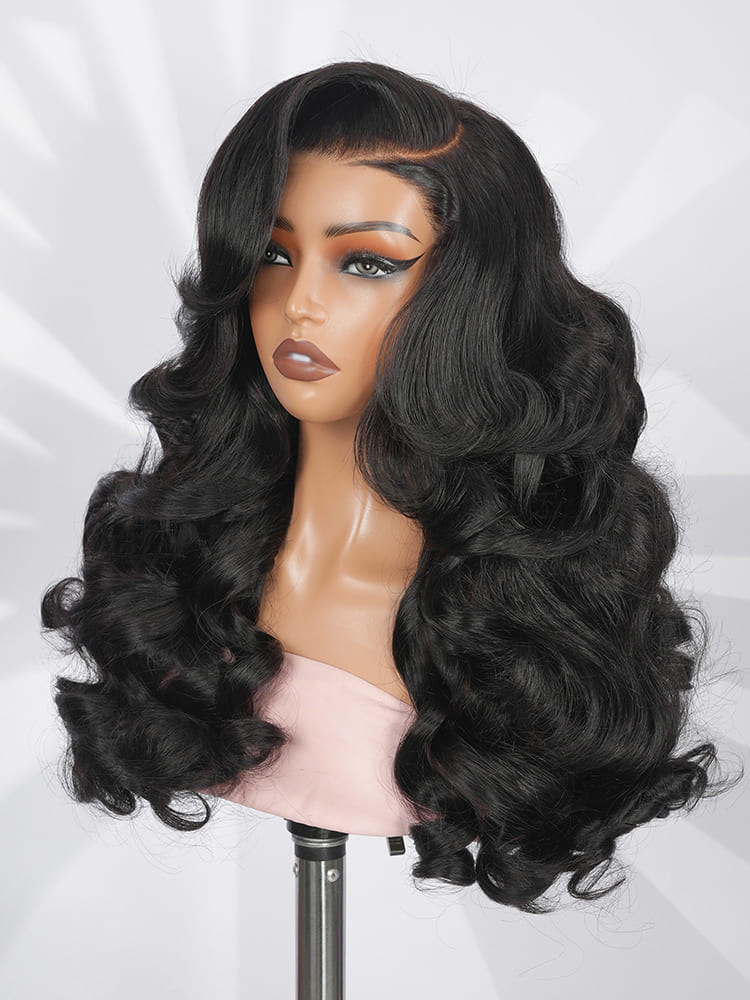 C Part Layered Cut Loose Wavy 6x8 Lace Wig