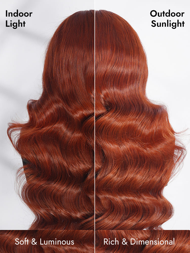 Orange Brown Body Wave Human Hair Wig