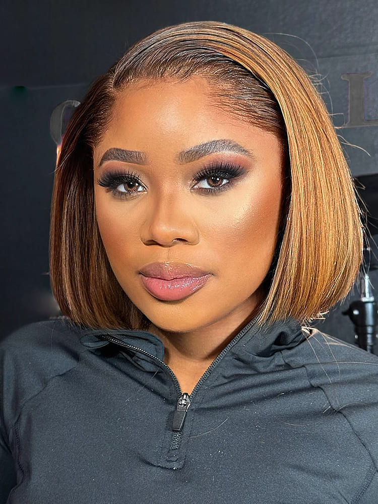 Short Straight Ombre Honey Blonde Human Hair Bob Wig