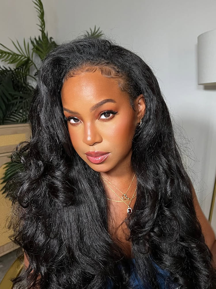 Kinky Straight Half Wig WIth No Lace