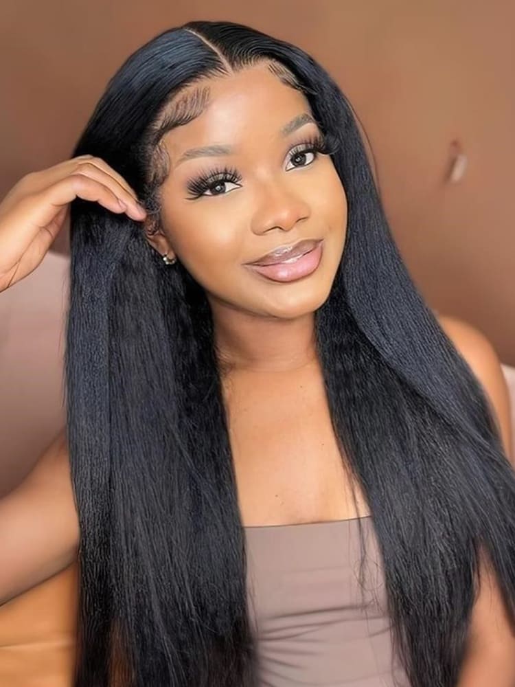 Kinky Straight 13x4 Lace Front Glueless Wig