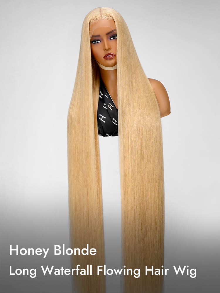 Honey Blonde Long Waterfall Flowing Lace Wig