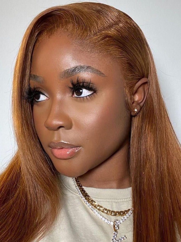 Honey Brown Straight 13x4 Lace Hair Wigs